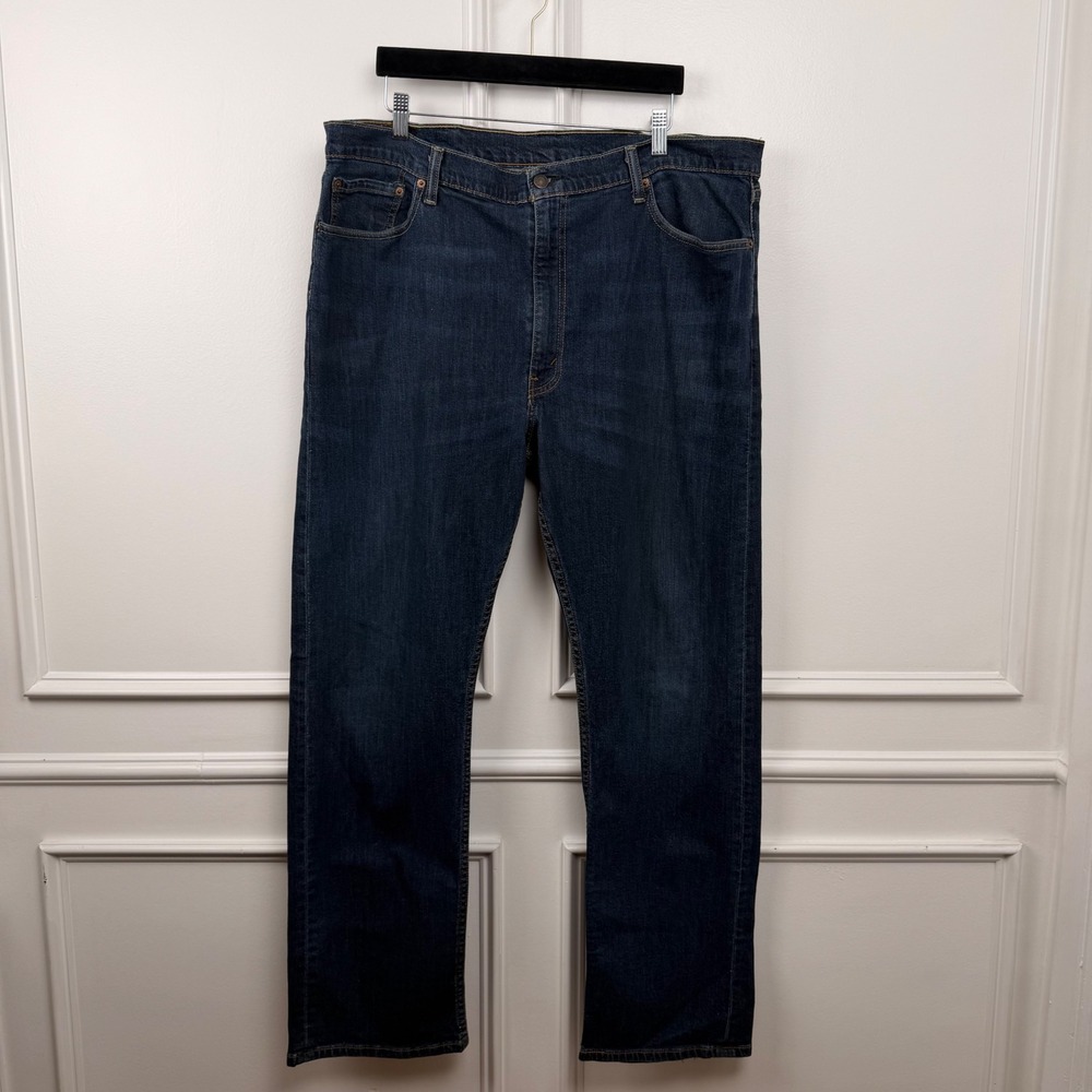 Levis 505 Regular Fit Dark‎ Wash Straight Leg Denim Jeans Mens 42x32 Blue